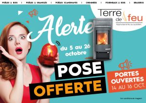 En octobre, Terre de Feu vous offre la pose de votre poêle à bois ou à granulés