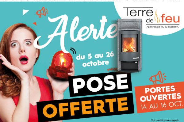 En octobre, Terre de Feu vous offre la pose de votre poêle à bois ou à granulés