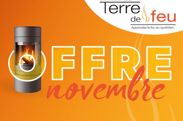 Chez Terre de Feu, profitez tout le mois de novembre d’une remise exceptionnelle de 15% sur une sélection d’appareils de chauffage au bois et aux granulés - poêles, inserts et cheminées - disponibles en boutique, dans la limite des stocks.