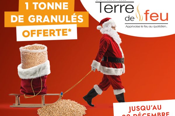 Offre de Noël 2025 — 1 tonne de granulés offerte chez Terre de Feu à Mulsanne