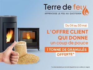 Offre de mai 2026 — 1 tonne de granulés offerte chez Terre de Feu à Mulsanne
